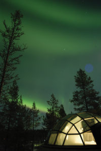 Kakslauttanen Glass Igloo, Finland. Photograph courtesy of Kakslauttanen Artic Resort