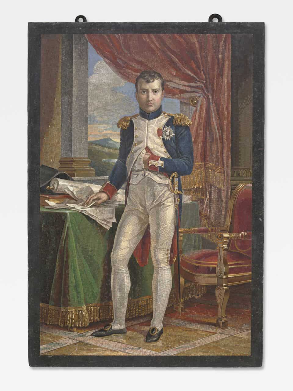 Napoleon in his study wearing the uniform of a Grenadier of the Guard