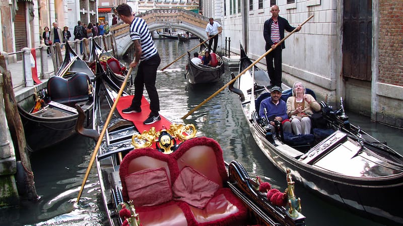 Randy and Barb Fitzgerald on the gondola ride in Venice, Italy.
