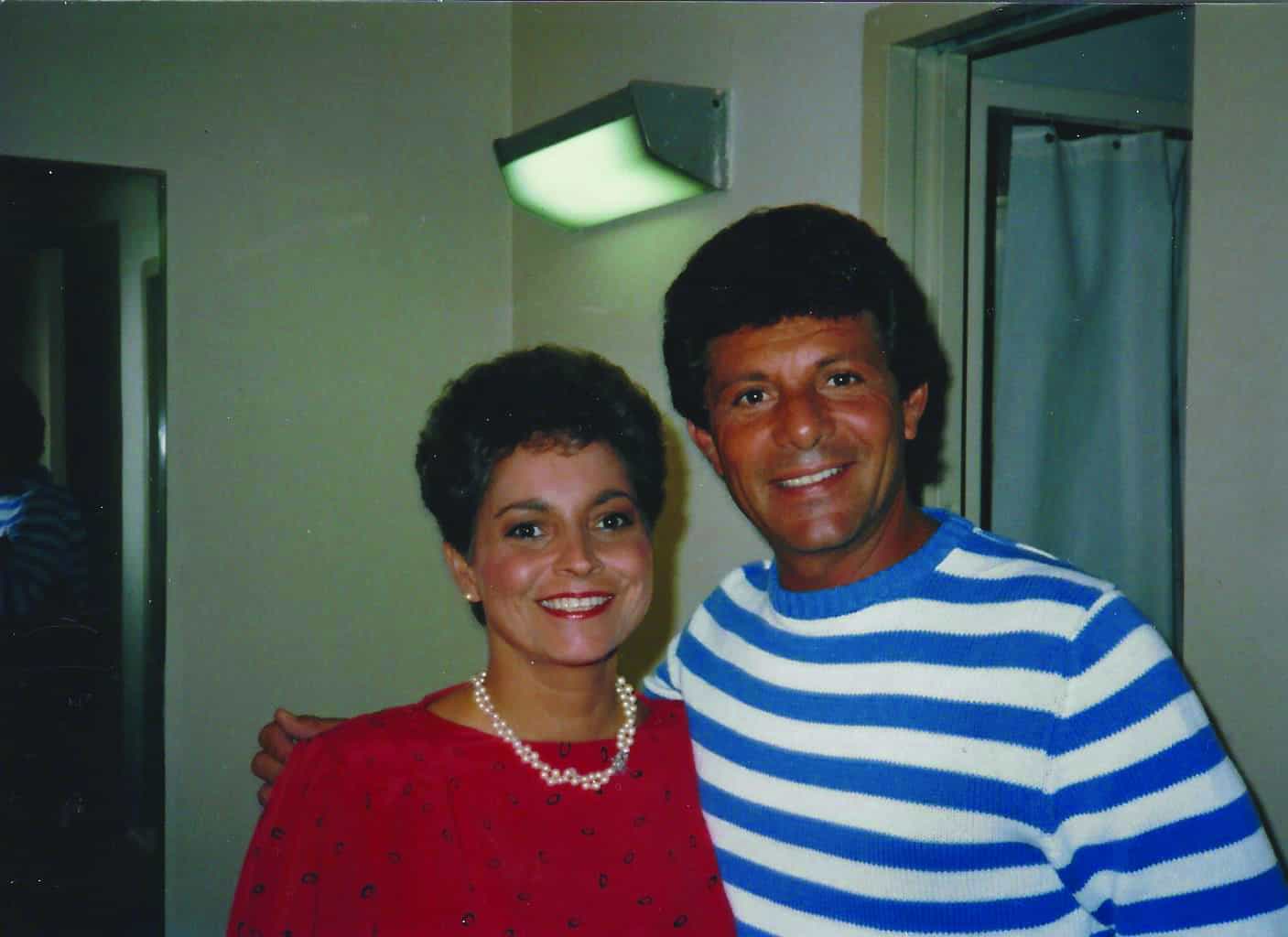 Arlene with singer Frankie Avalon at an American Bandstand event.