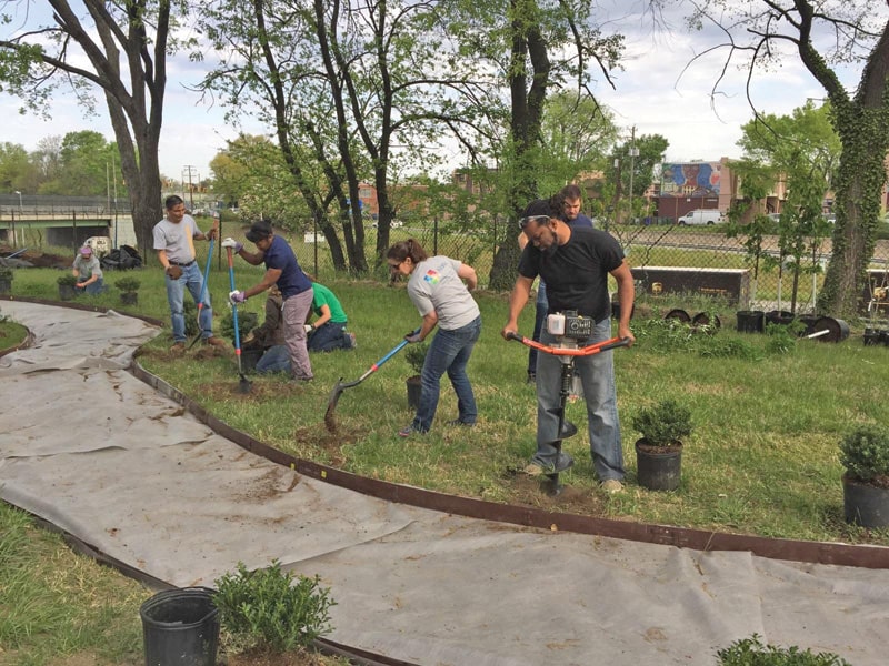 Duron Chavis and crew working at Sixth Mount Zion Baptist Church in Jackson Ward