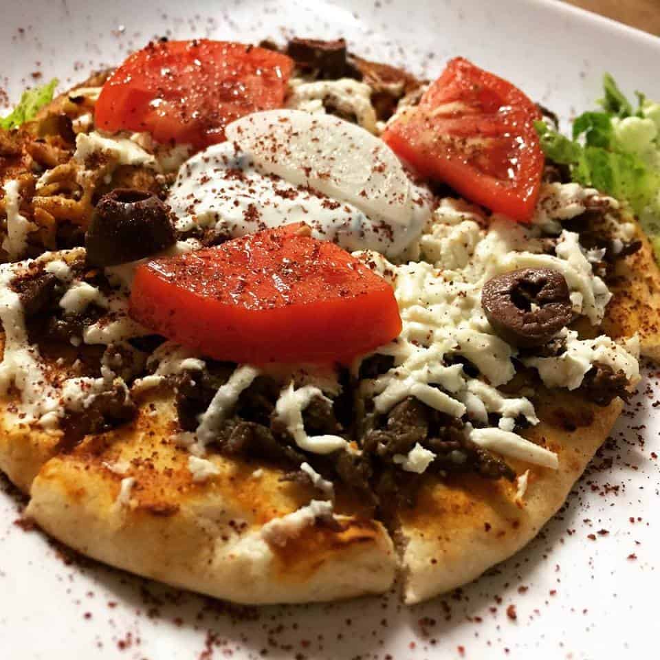 Gyro pizza with lamb and beef gyro | Carytown Gyro