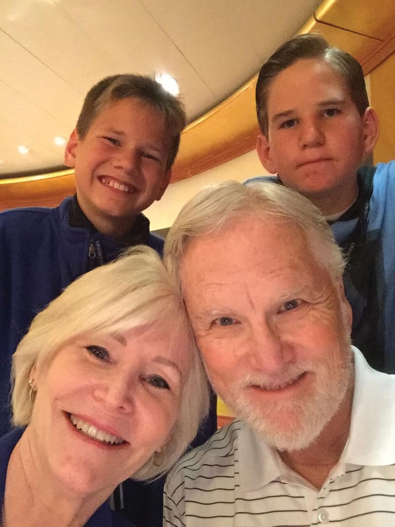 Jill and Ron Bondy with Logan and Connor on a cruise ship | Photograph courtesy of Jill Bondy