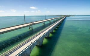 Seven mile bridge aerial view Image
