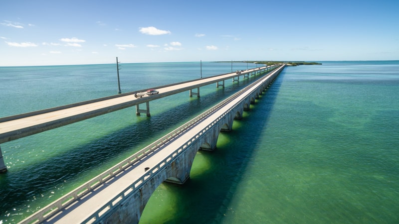 Seven mile bridge aerial view