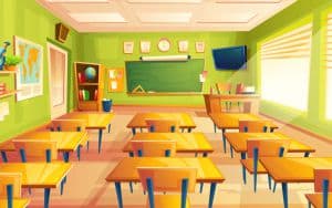 Vector cartoon empty school, college classroom Image