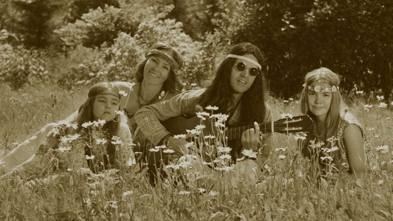 Hippie family outdoors