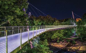 Illuminated Liberty Bridge in Downtown Greenville South Carolina Image