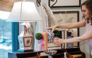 Large lamps are a great addition to any vignette that needs height and light to stand out in the room. Image