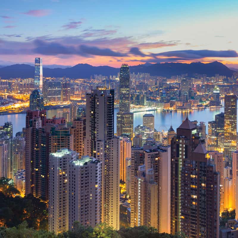 Morning view of Hong Kong from the Peak Tram