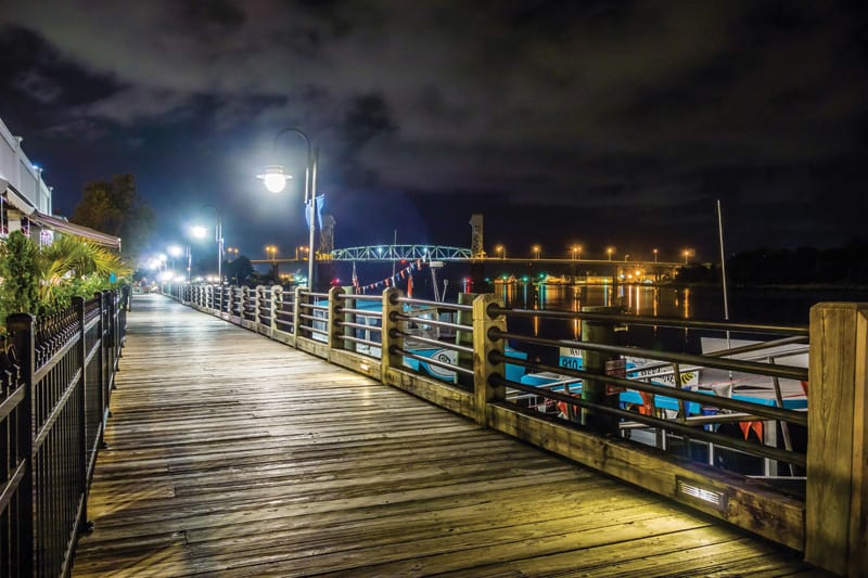 Riverfront boardwalk in Wilmington