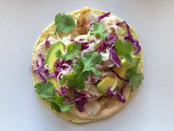  Spiced Catfish Tacos with Pickled Shallots and Chipotle Crema