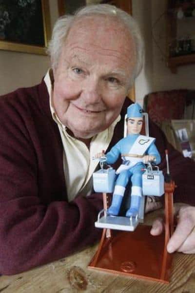 Shane Rimmer with Thunderbird model | Photo provided by Shane Rimmer