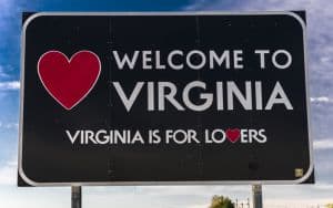 Welcome sign, entrance to the state of Virginia Image