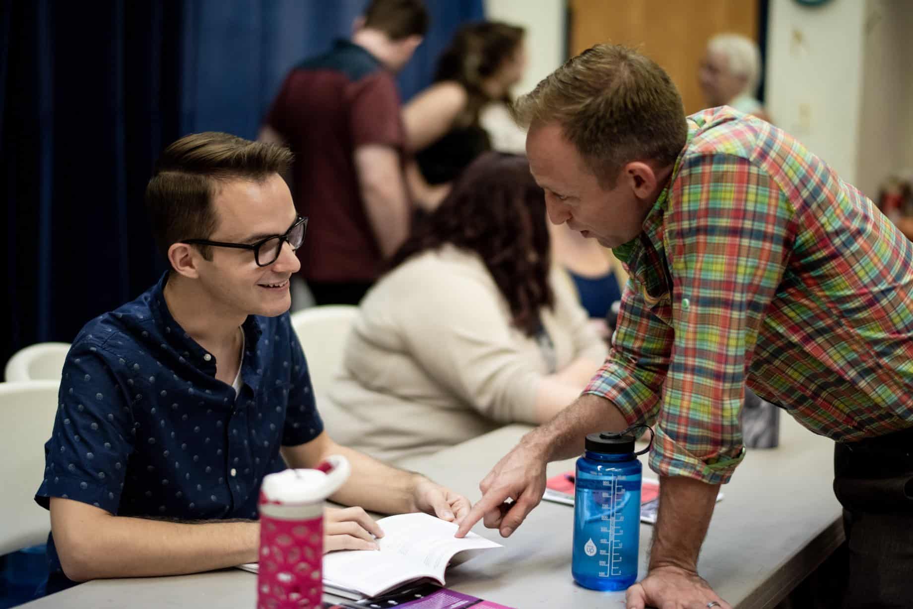 Michael Manocchio and Nathaniel Shaw in rehearsal for The Curious Incident of the Dog in the Night-Time | Photo by Jason Collins