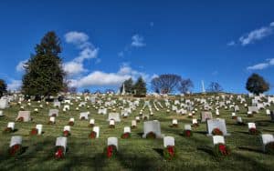 Wreaths on soldier graves through the Wreaths Across America program Image