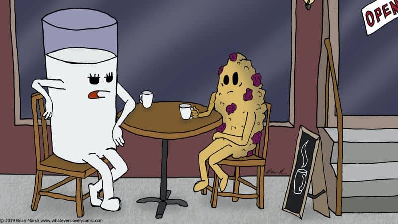 A Cookie and a Glass of Milk Are on a Date Image