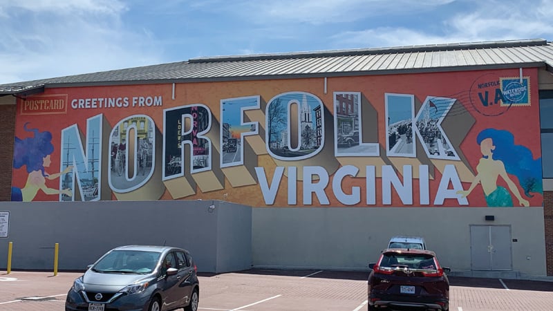 Norfolk Virginia sign reading "Welcome to Norfolk, Virginia"