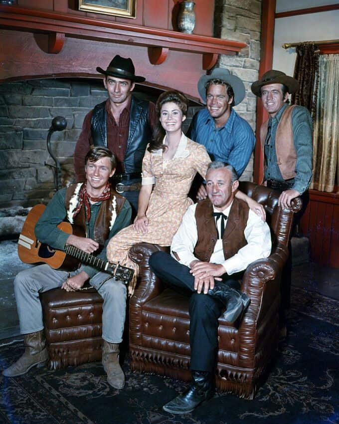 Cast of The Virginian with James Drury