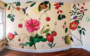 Home mural with flowers and stuff Image