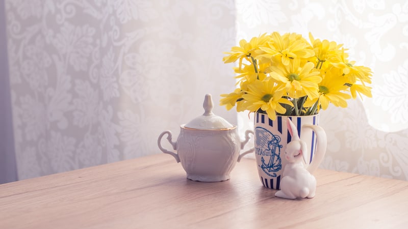 Yellow flowers in a morning kitchen