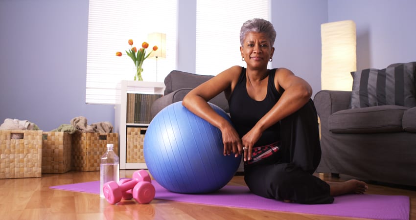 Healthy woman doing at home workout