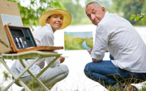 Couple Bored at Home painting outside Image
