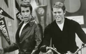 Fonzie and Richie from Happy Days of 70s pop culture Image