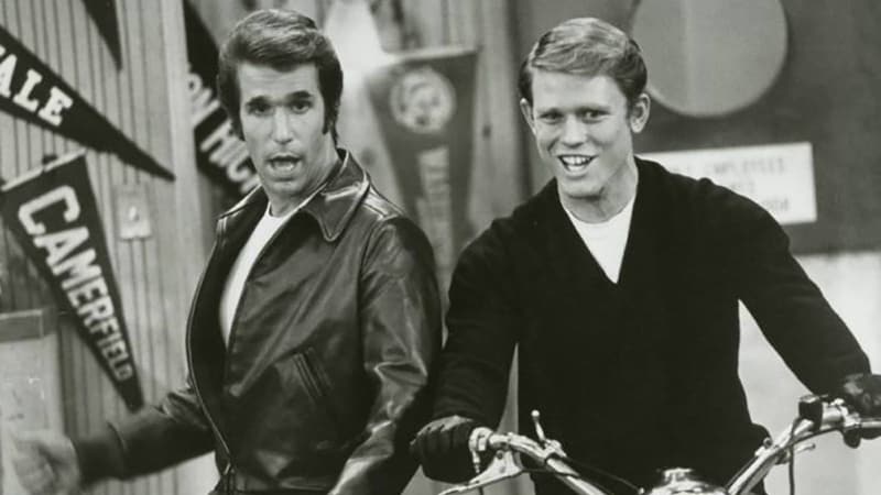 Fonzie and Richie from Happy Days of 70s pop culture