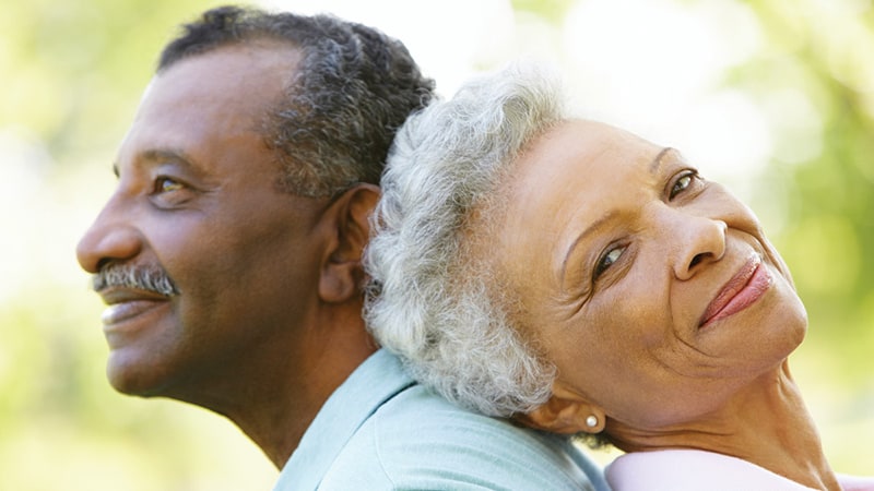 A senior couple celebrating the delights in their life