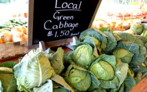 Farmers market week selling cabbage yum Image