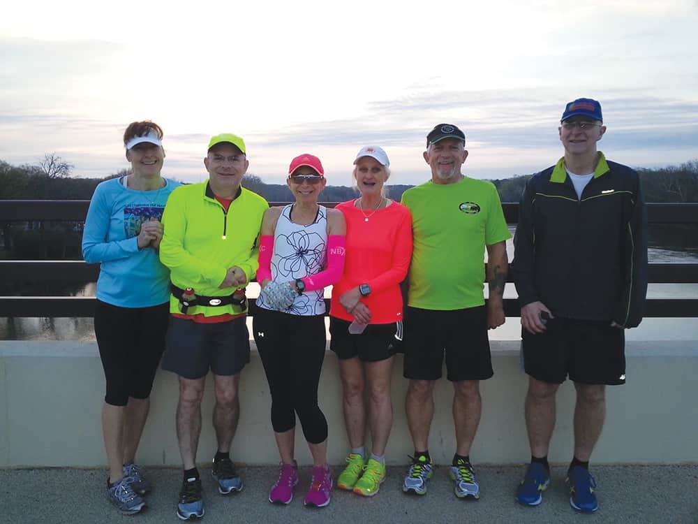 Runners on the Huguenot Bridge for a morning run