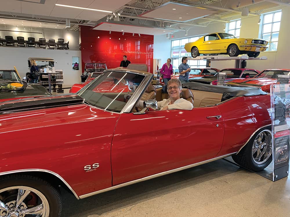 Annie Tobey in a 1972 Chevrolet Chevelle Custom at the Automobile Gallery