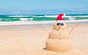 Snowman celebrates Christmas in July by listening to Baroque Image