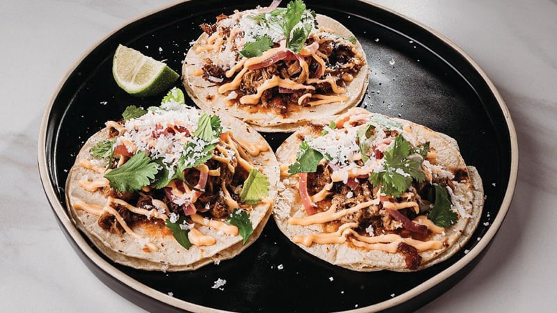 Charred tacos that might have barbecue in them