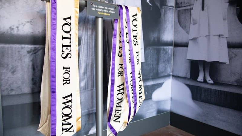 Votes for Women sashes, Lucy Burns Museum Image