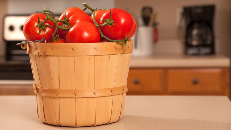 Really healthy tomatoes in a basket