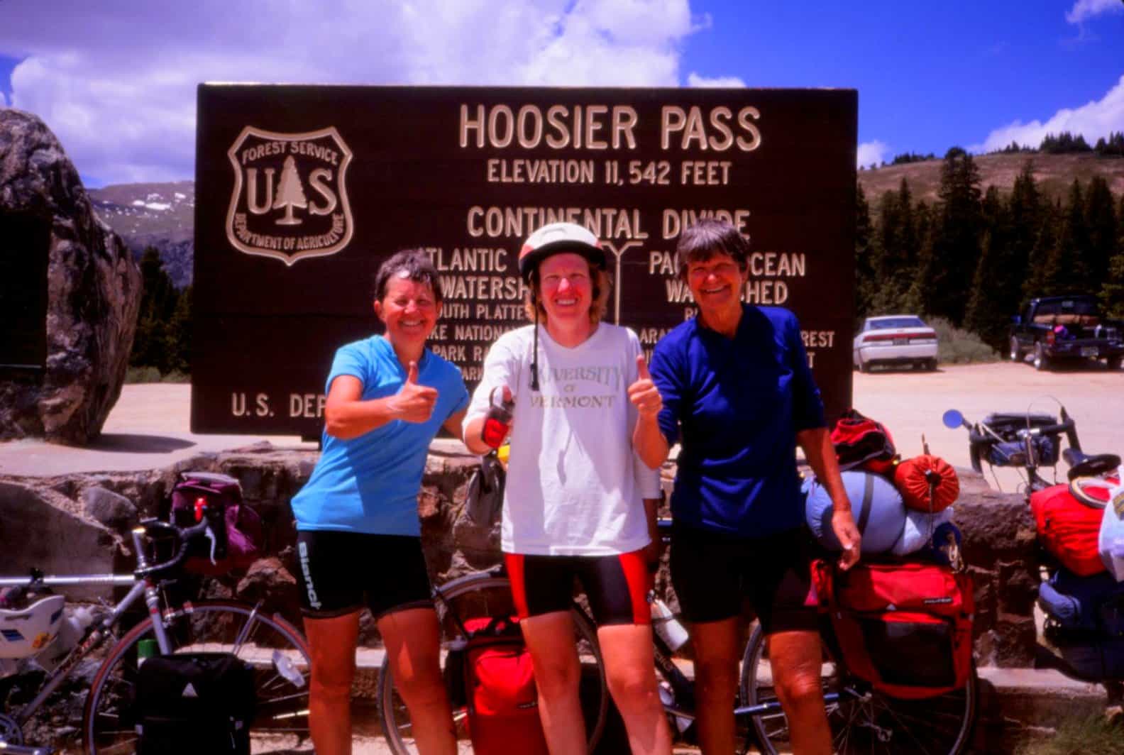 3 female cyclists at Hoosier Pass