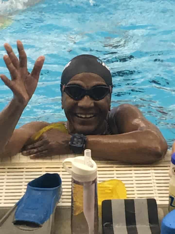 Lenora Mariner, triathlete, during swim training