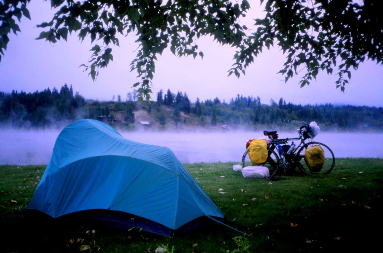 Camp site during a cycling road trip in Washington