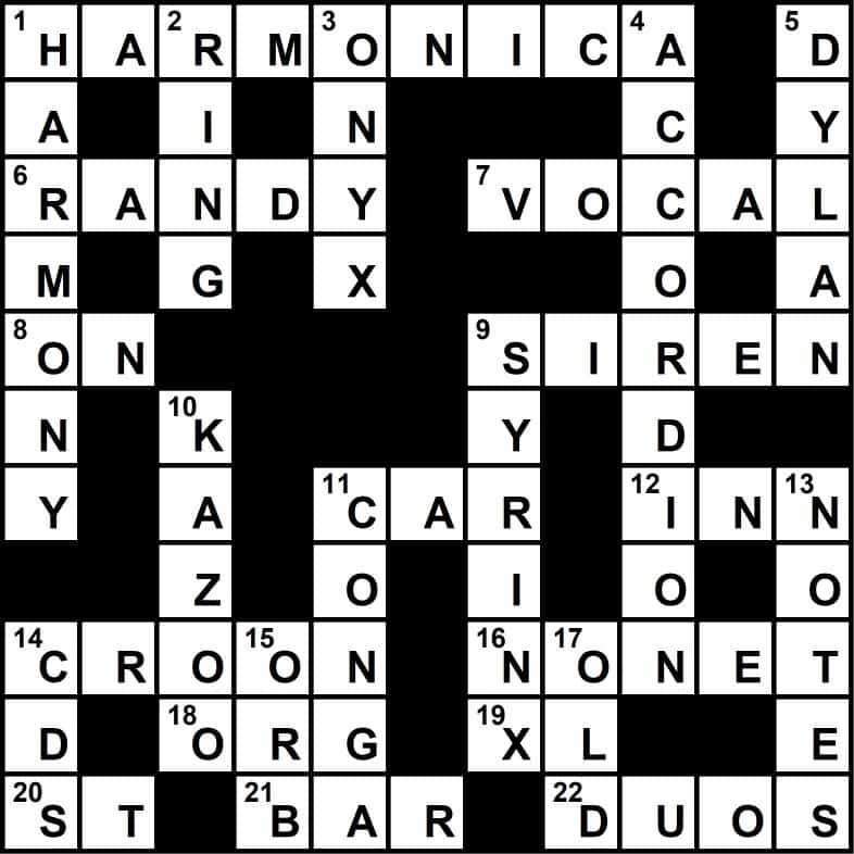 Making Music crossword puzzle answers