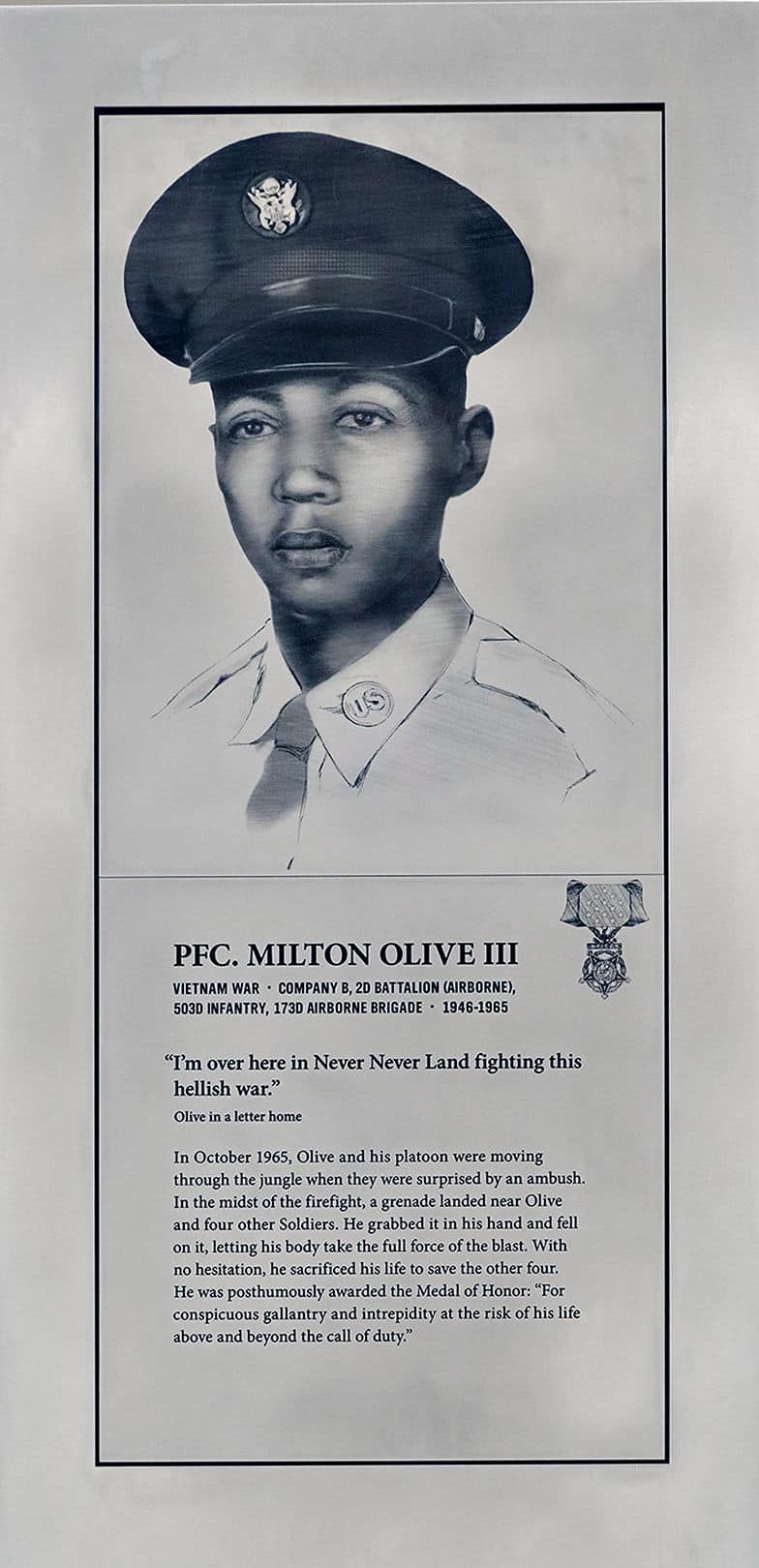 Pfc. Milton Olive III, Soldier Pylon, Soldiers' Stories Gallery