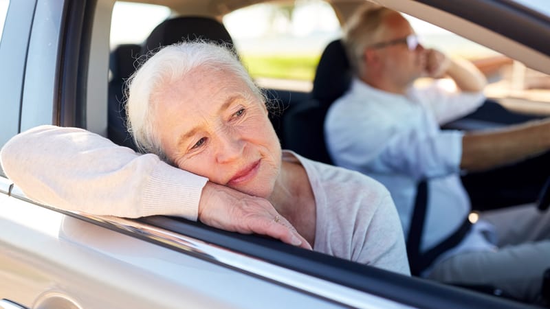 Woman scared from husband's driving