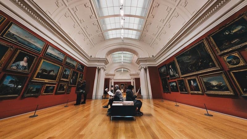 Art museum gallery of paintings Image