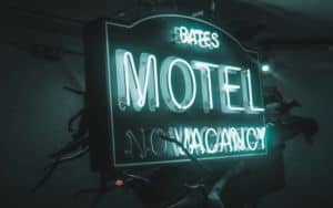 Bates Motel sign, as featured in heart-racing horror film 'Psycho' Image