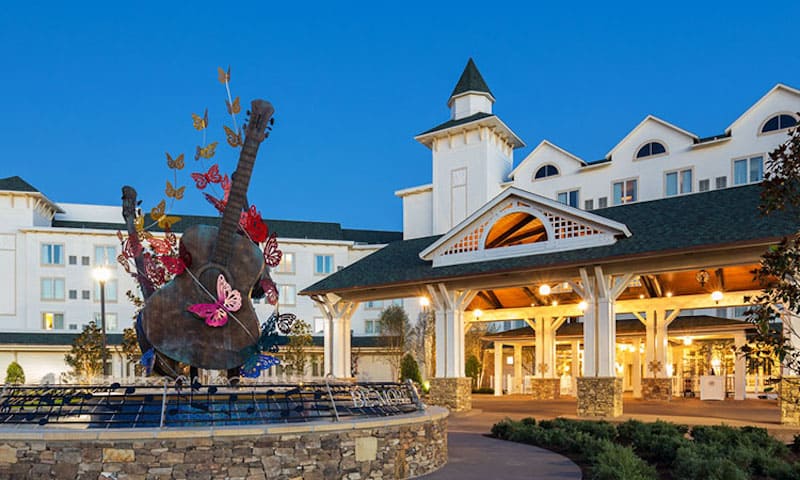 Dollywood DreamMore Resort & Spa entrance at holidays, for Southern Oyster Cornbread Dressing Recipe enjoyment