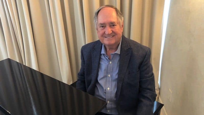 Neil Sedaka at his piano in his Los Angeles home about to record a new mini-concert - provided by Neil Sedaka Image