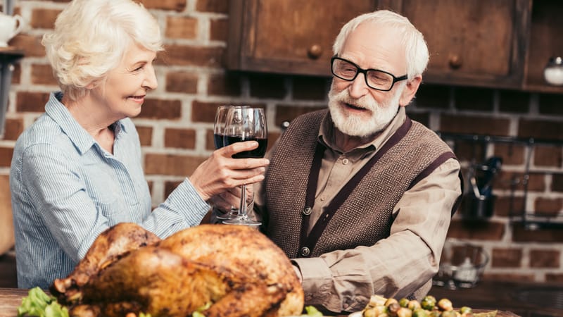 Thanksgiving couple celebrating alone
