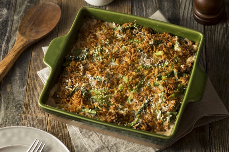 Green bean casserole is one of the great Thanksgiving dishes