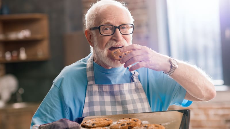Senior man craving carbs because of the wintertime